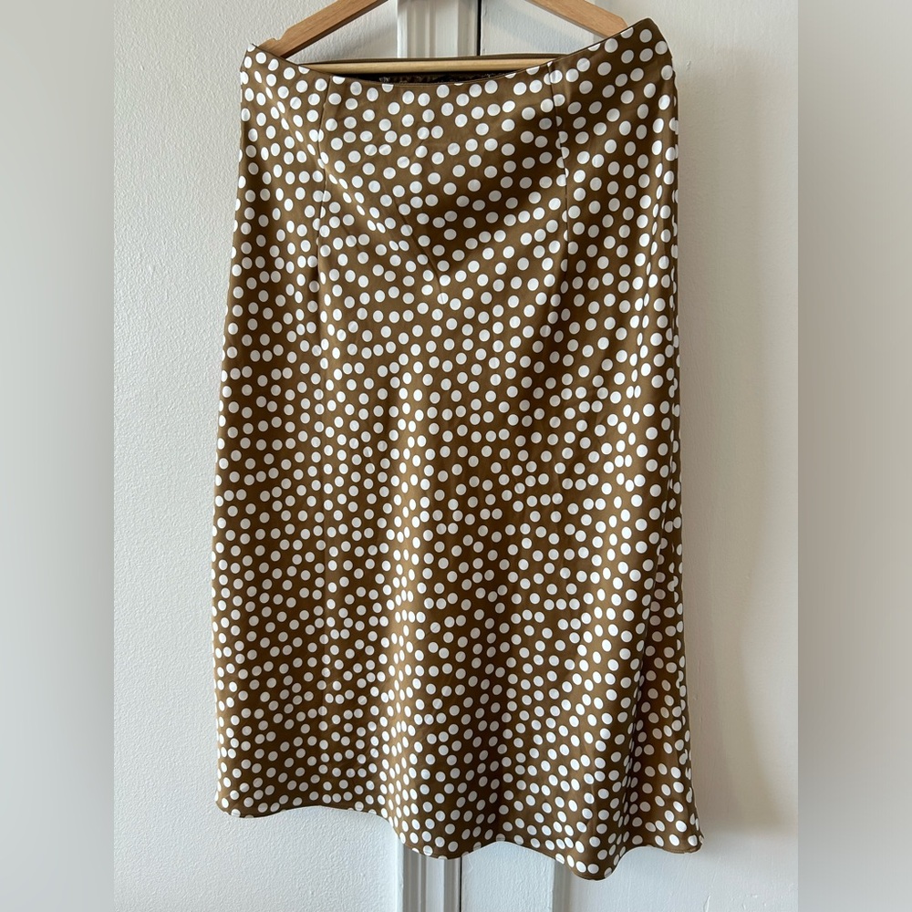 J Crew Gwyneth Slip Skirt, dots, size L